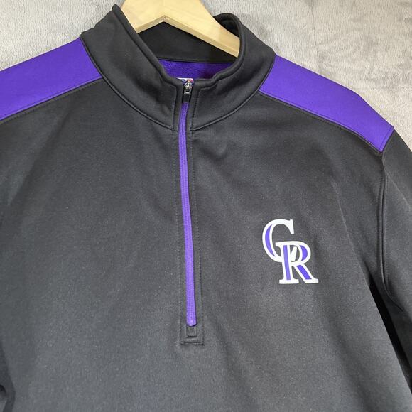 Colorado Rockies 1/4 Zip Pullover Men Large Fleece Lined MLB Genuine Merchandise - Picture 2 of 10